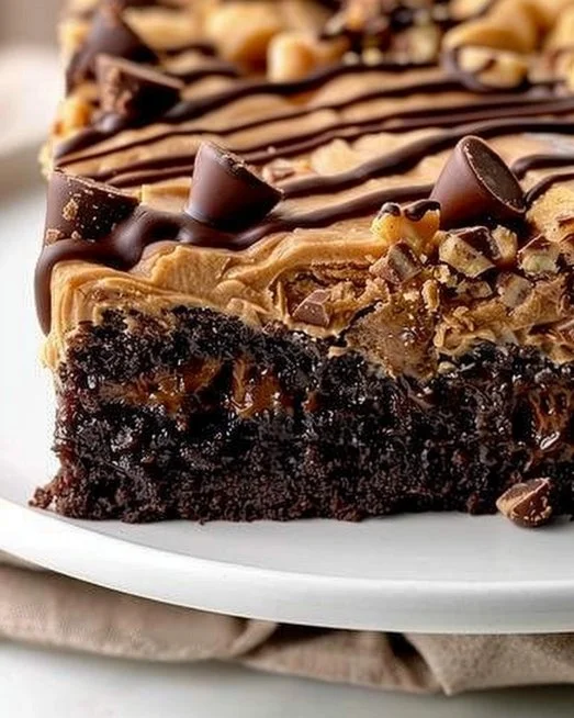 1-Bowl Peanut Butter Cup Dump Cake 2 Delicious 1-Bowl Peanut Butter Cup Dump Cake with chocolate and peanut butter layers