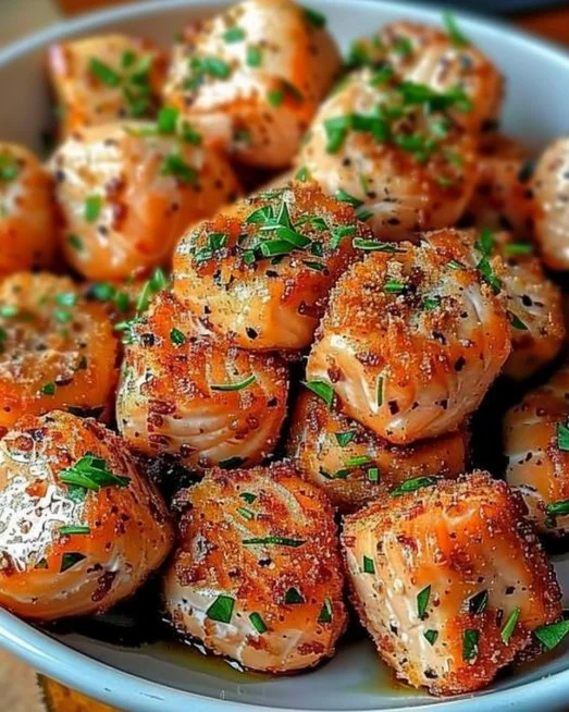 Bang Bang Salmon Bites 2 Delicious bang bang salmon bites served as an appetizer