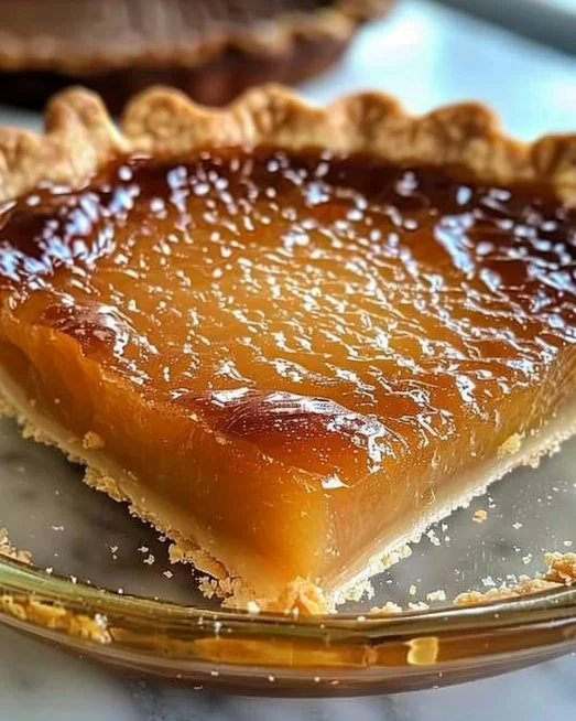 Delicious Burnt Honey Pie with a caramelized topping and rich custard filling