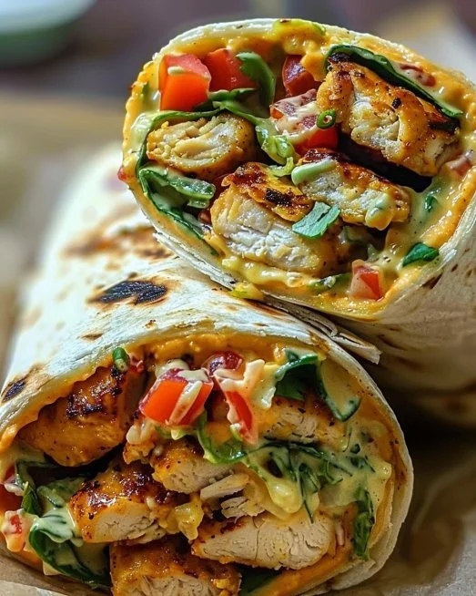 Chipotle Ranch Grilled Chicken Burrito with fresh ingredients and zesty sauce