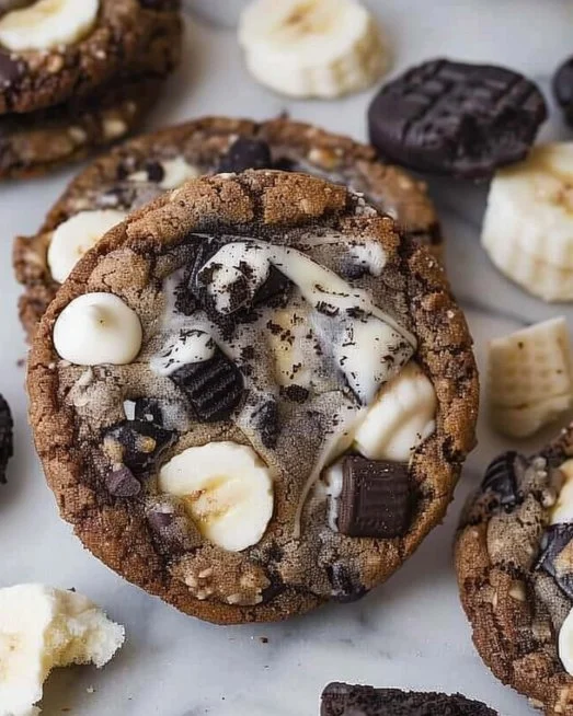 Delicious homemade Cookies and Cream Cookies with chocolate and cream