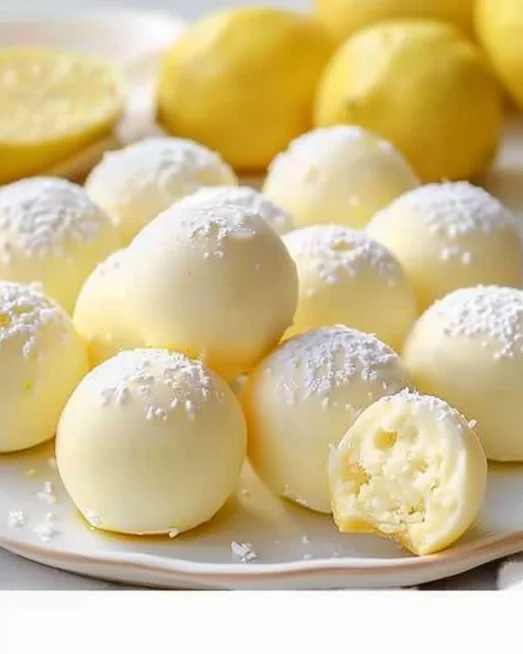 Delicious creamy lemon truffles garnished with lemon zest on a white plate.