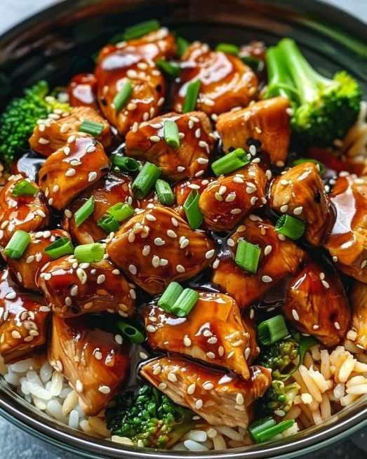 Dump and Go Crockpot Teriyaki Chicken 2 Crockpot teriyaki chicken served with rice and vegetables