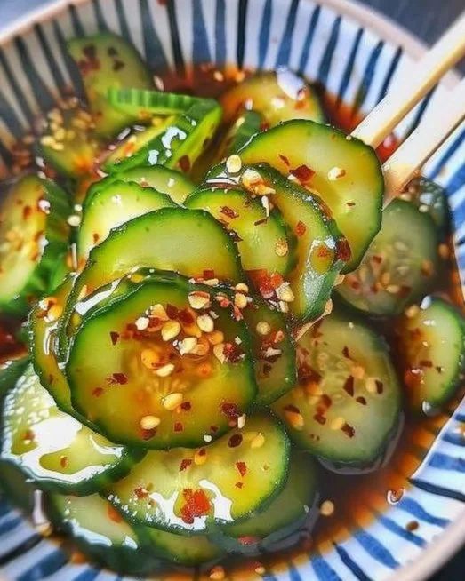 Easy Asian Cucumber Salad 2 Easy Asian Cucumber Salad with fresh vegetables and dressing