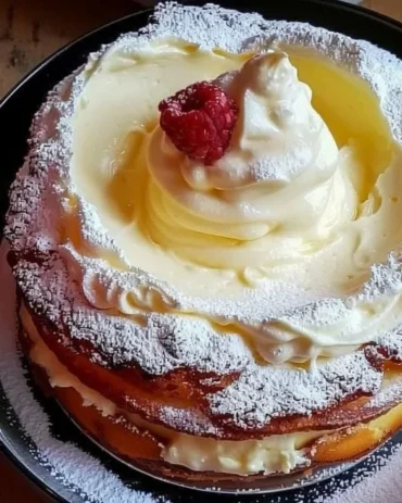 Delicious melt-in-your-mouth cake topped with chocolate frosting and berries