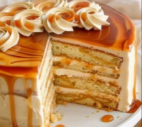 Salted Caramel Cake 2 Delicious homemade Salted Caramel Cake with rich caramel drizzle