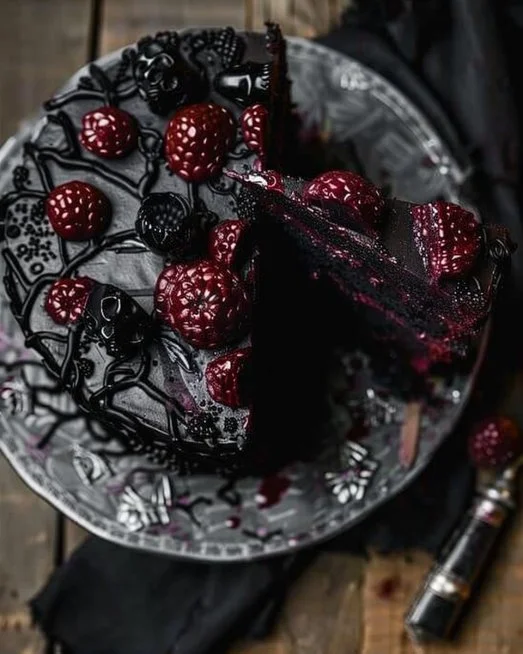 Spooky Black Velvet Halloween Cake 2 Spooky black velvet Halloween cake decorated for a festive celebration