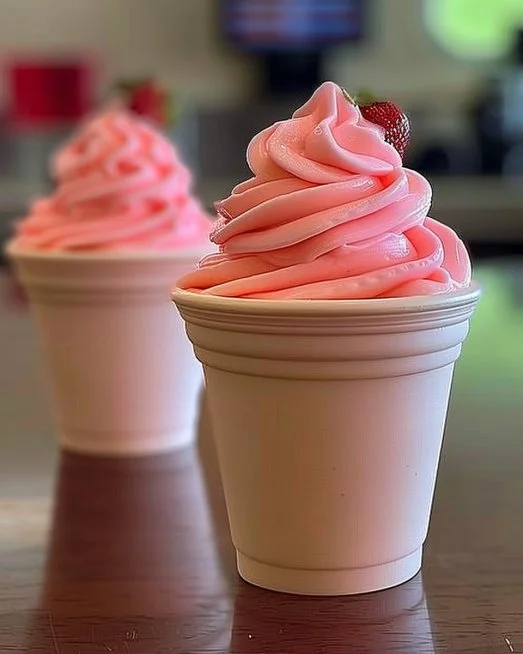 Strawberry Dole Whip 2 Delicious Strawberry Dole Whip served in a bowl