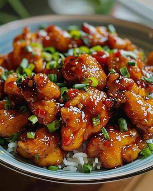 Sweet Chili Chicken 2 Plate of Sweet Chili Chicken garnished with vegetables and herbs