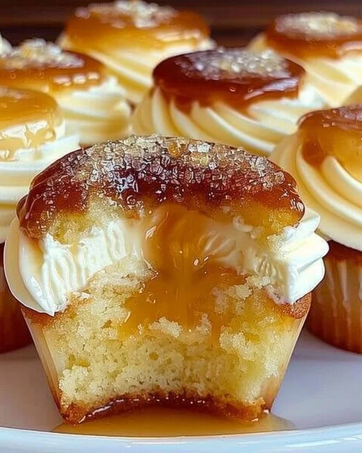 Delicious Vanilla Bean Crème Brûlée cheesecake cupcakes with caramelized tops