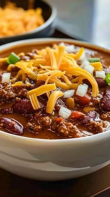 Bowl of hearty carnivore chili with meat and spices