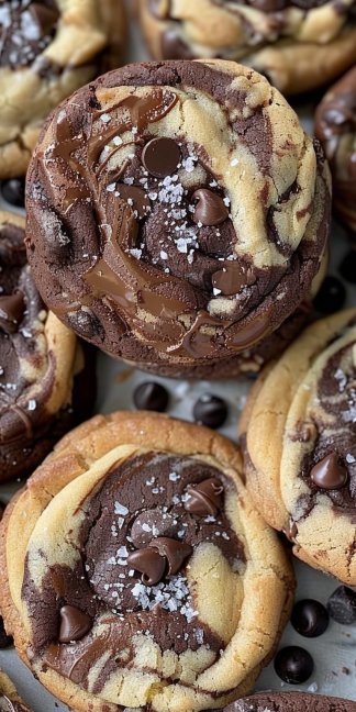 Marbled Brownie Chocolate Chip Cookies 4 Marbled Brownie Chocolate Chip Cookies