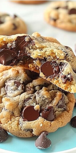 Ultra Thick and Chewy Chocolate Chip Cookies