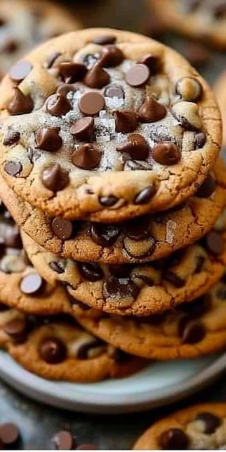 American Cookies 3 A plate of freshly baked American cookies with chocolate chips and nuts.