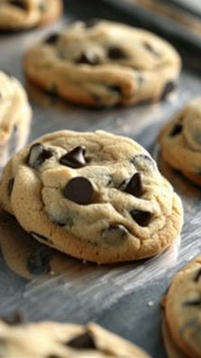 Award Winning Soft Chocolate Chip Cookies 3 Delicious award-winning soft chocolate chip cookies on a baking tray