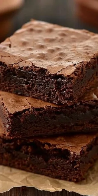 Deliciously rich brownies freshly baked and served on a plate.