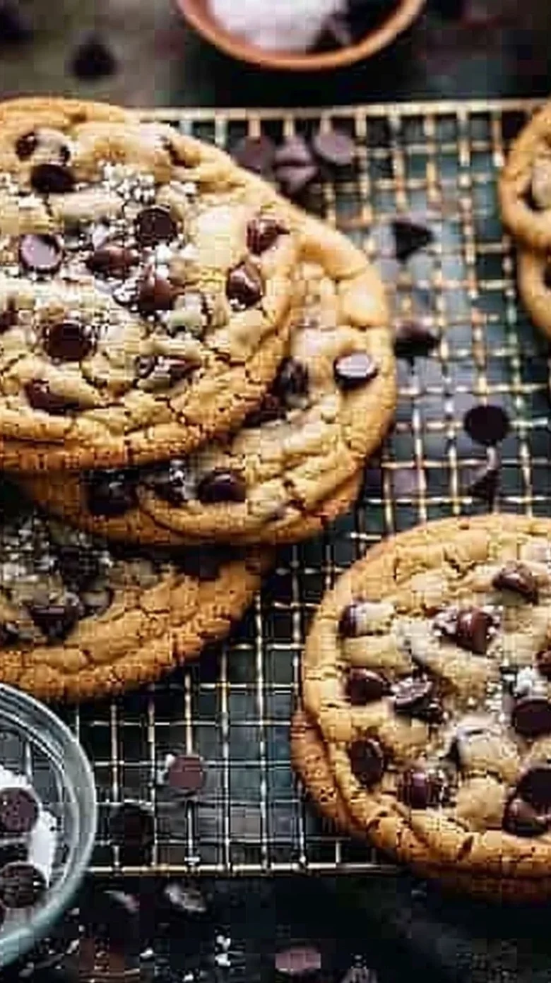Delicious homemade chocolate chip cookies on a cooling rack
