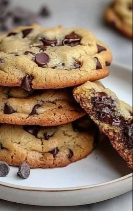 Plate of freshly baked chocolate chip cookies
