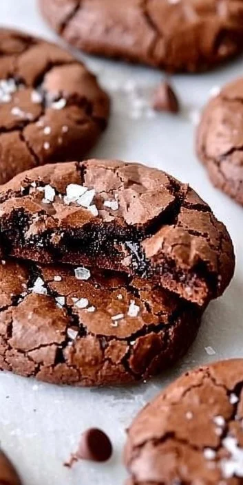 Delicious fudgy salted brownie cookies on a plate