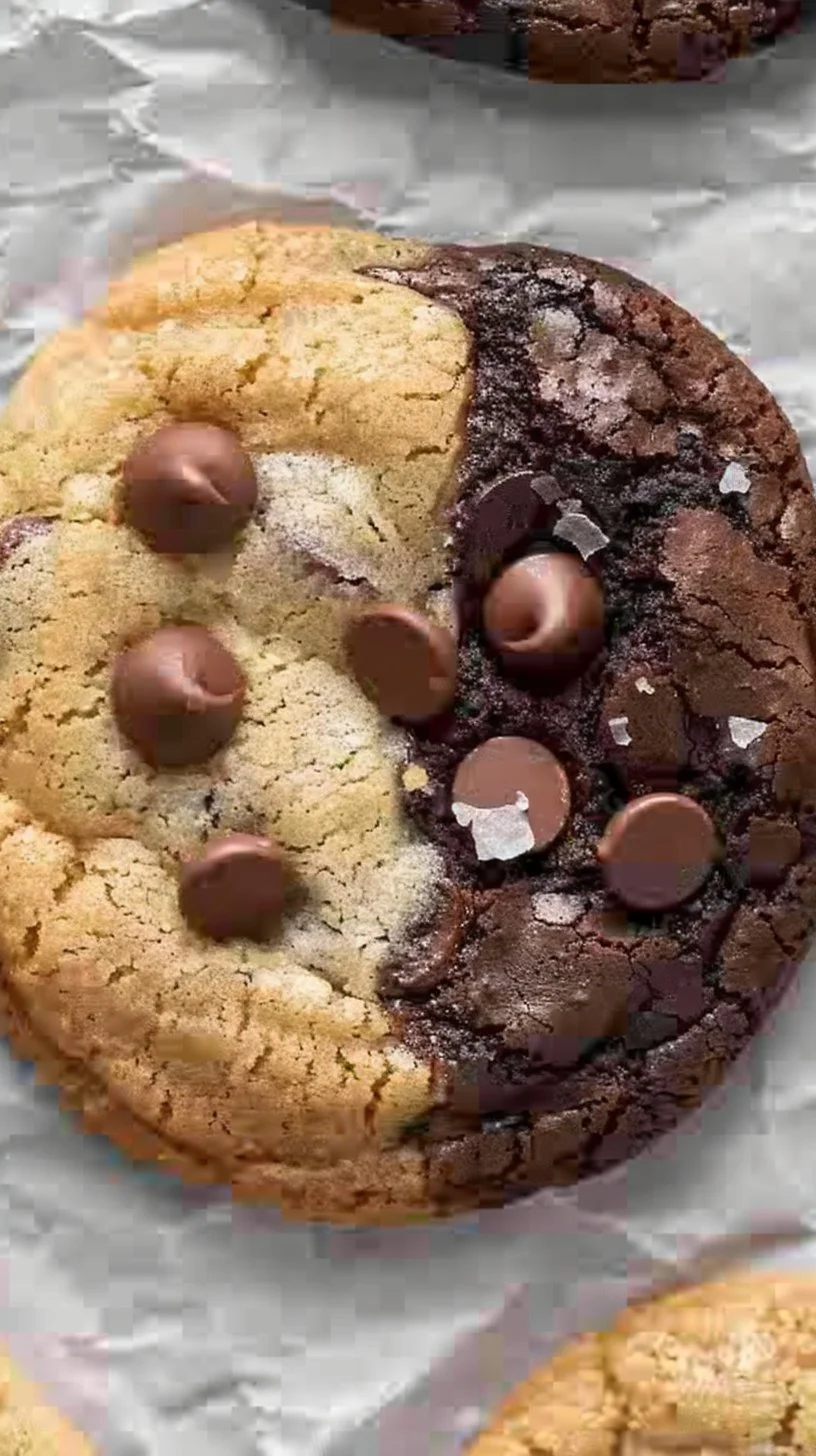 Freshly baked Brookie Cookies combining brownies and chocolate chip cookies
