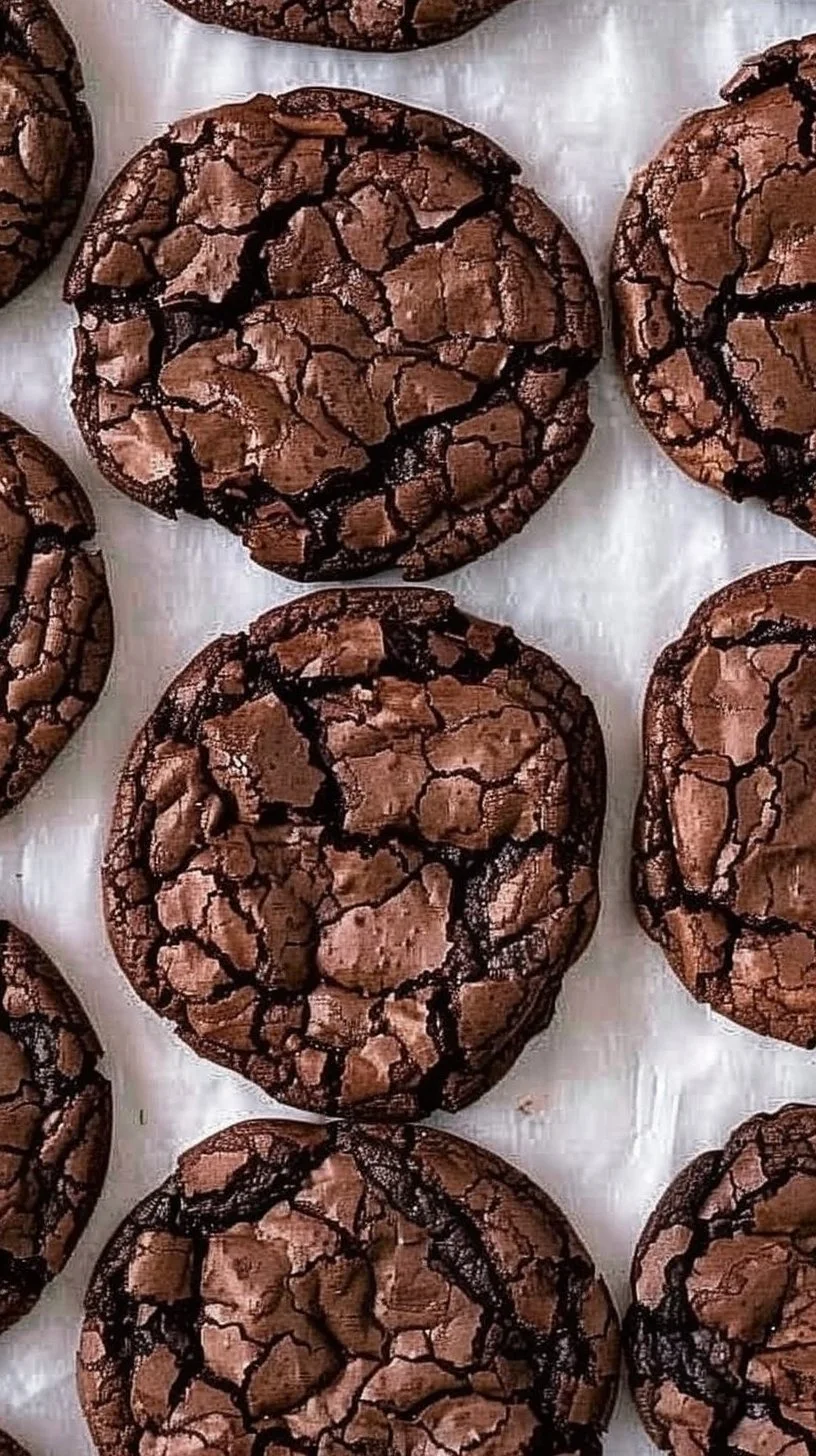 Brownie Cookies 3 Delicious homemade brownie cookies on a rustic wooden table