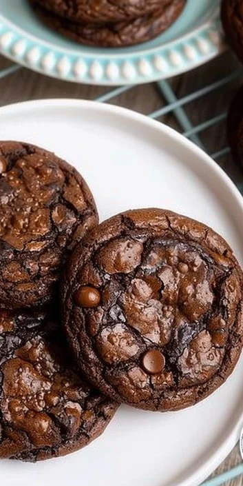 Brownie Cookies aka Brookies 3 Delicious brownie cookies aka brookies on a baking tray