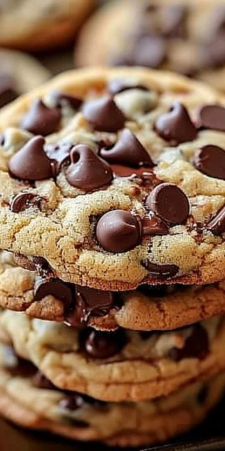 Chewy Chocolate Chip Cookies 3 Delicious chewy chocolate chip cookies with melted chocolate chips.