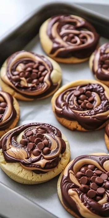 Chewy Marble Chocolate Cookies 3 Chewy marble chocolate cookies with rich chocolate and vanilla swirls