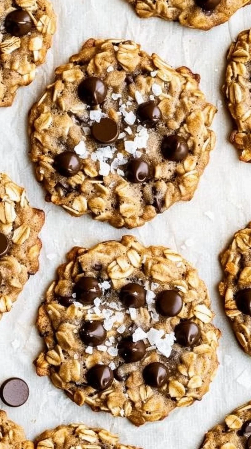 Chewy oatmeal chocolate chip cookies freshly baked on a cooling rack