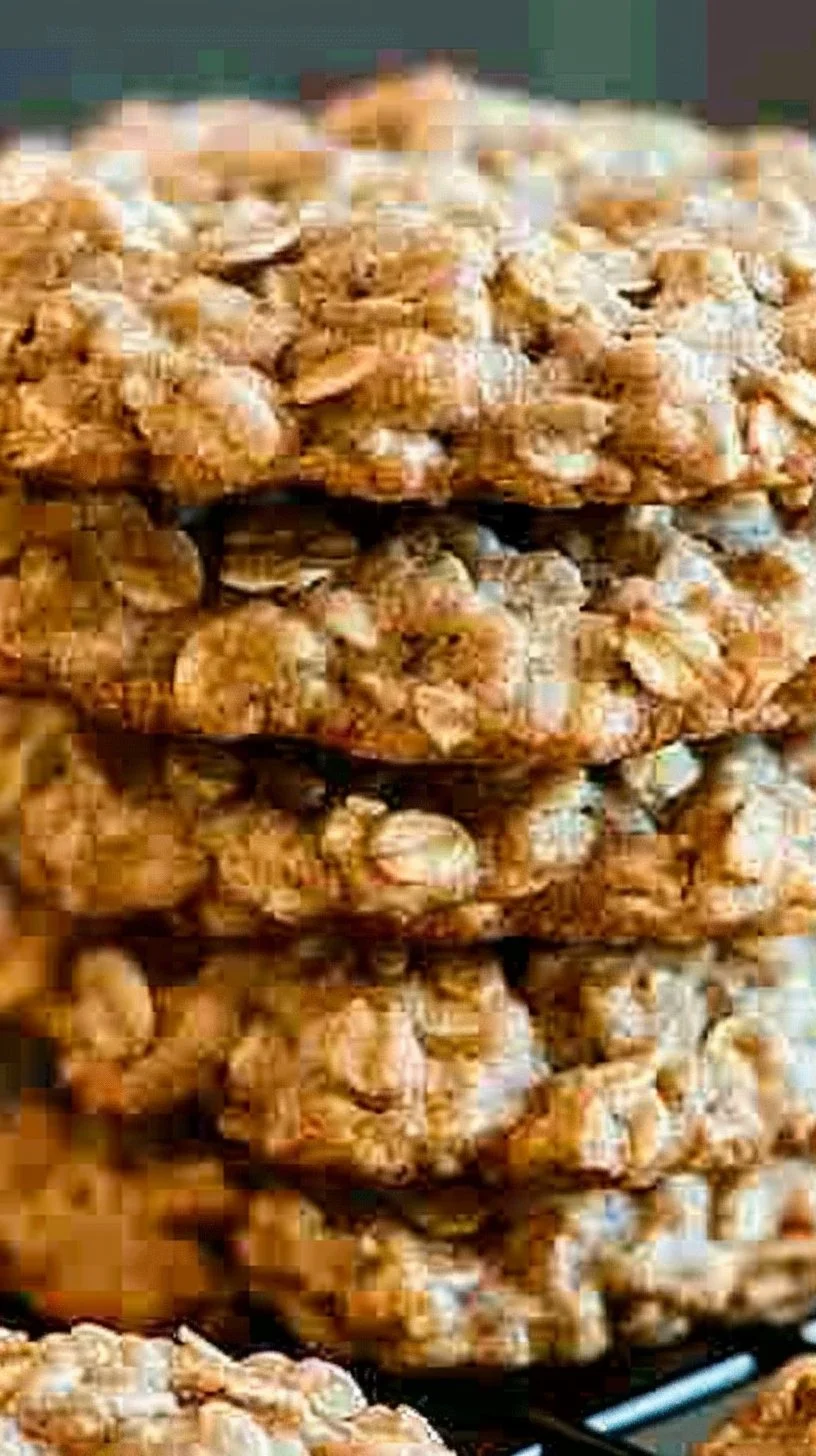 Freshly baked chewy oatmeal cookies on a cooling rack
