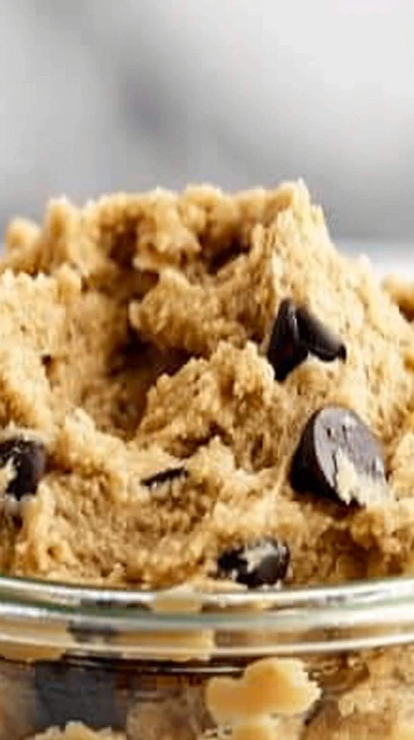 Chickpea Cookie Dough Recipe (Healthy & Edible!) 3 Bowl of healthy chickpea cookie dough with chocolate chips.