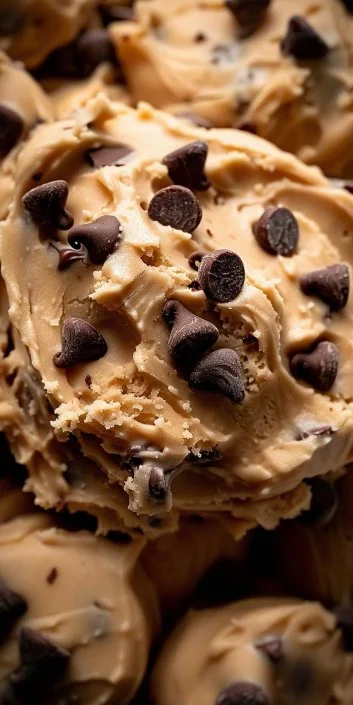 Delicious chocolate chip cookie dough dip served in a bowl with dippers