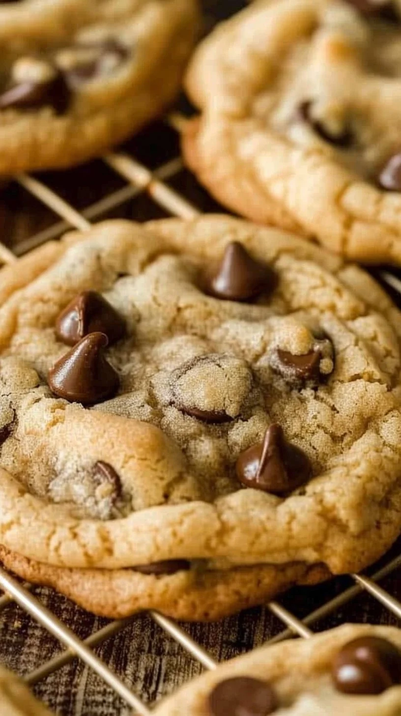 Chocolate Chip Cookies 3 Freshly baked chocolate chip cookies placed on a cooling rack