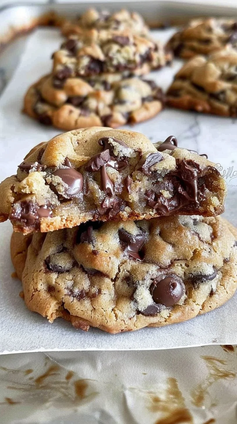 Freshly baked chocolate chip cookies on a cooling rack