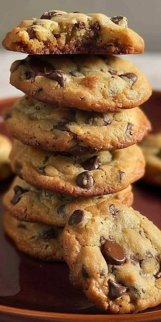 Chocolate Chip Cookies 3 Freshly baked chocolate chip cookies with gooey chocolate chips on a cooling rack.
