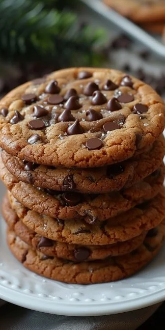 Chocolate Chip Cookies (Best Ever) 3 Freshly baked chocolate chip cookies on a plate