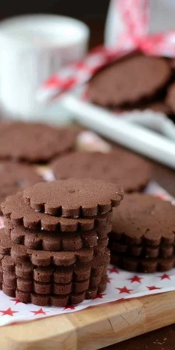 Chocolate Sugar Cookies 3 Delicious homemade Chocolate Sugar Cookies on a baking tray