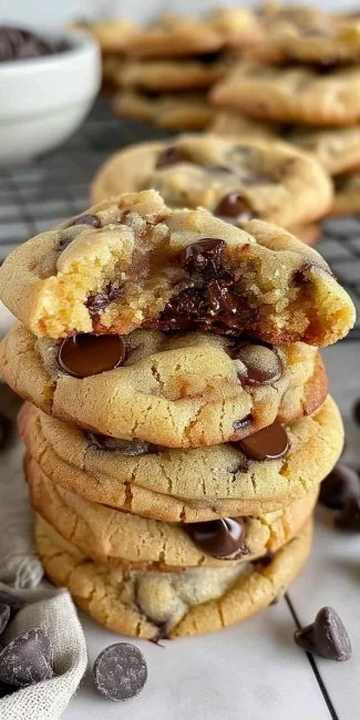 Copycat Crumbl Chocolate Chip Cookie Recipe 3 Delicious copycat Crumbl chocolate chip cookies on a baking tray.