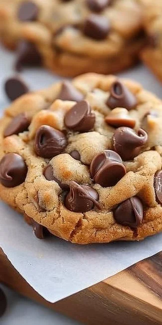 Easy Peanut Butter Chocolate Chip Cookies 3 Baking easy peanut butter chocolate chip cookies with a golden brown, chewy texture.