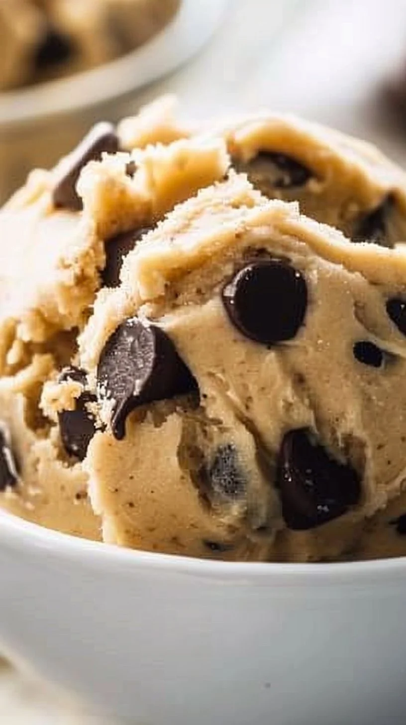 Delicious and safe edible cookie dough in a bowl, ready to enjoy.