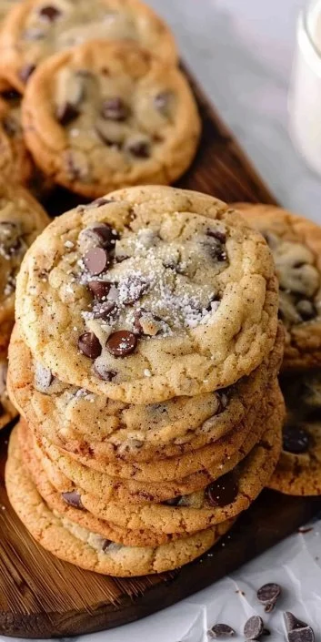 Delicious eggless chocolate chip cookies on a baking tray