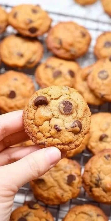 Famous Amos style mini chocolate chip cookies with delicious chocolate chips