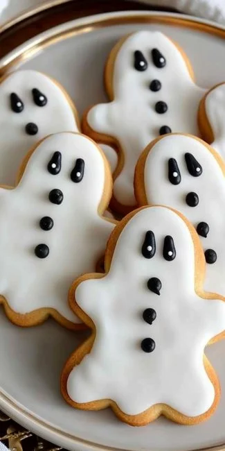 Decorative Ghost Sugar Cookies for Halloween celebrations