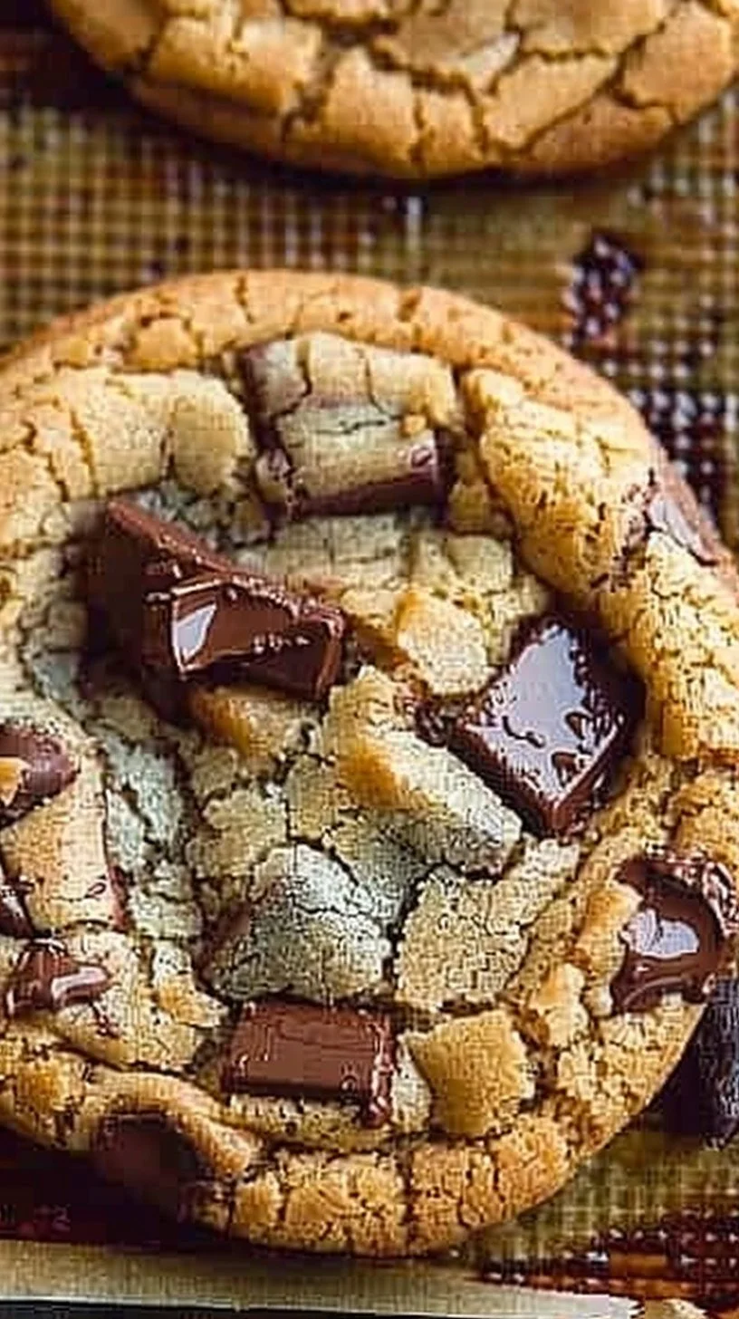 Delicious giant chocolate chip cookies fresh out of the oven