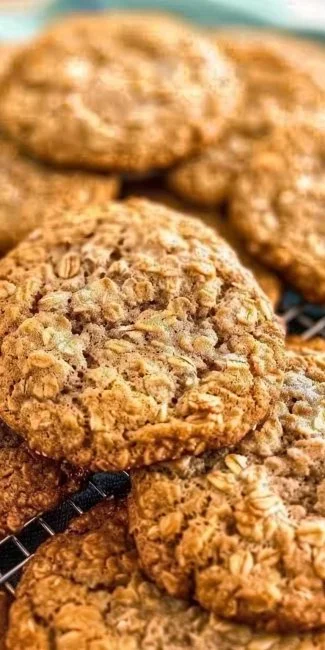 Grandma's Chewy Oatmeal Cookies 3 Grandma's chewy oatmeal cookies fresh out of the oven on a cooling rack