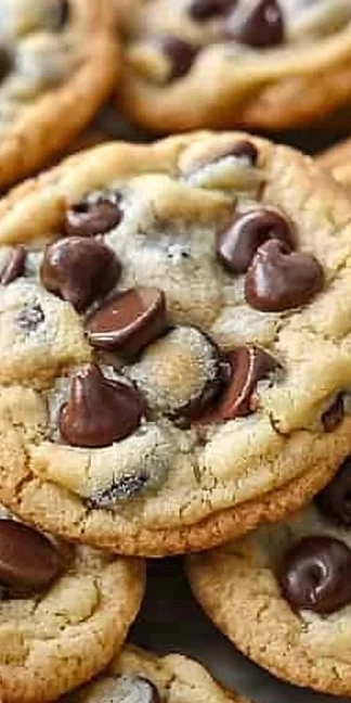 Greek yogurt chocolate chip cookies on a baking sheet, fresh out of the oven.