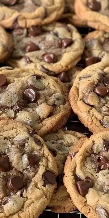Extra thick chocolate chip cookies fresh out of the oven