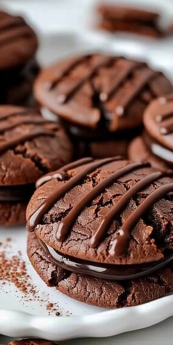 Mocha-Filled Chocolate Cookies 3 Mocha-filled chocolate cookies with rich chocolate and coffee flavors