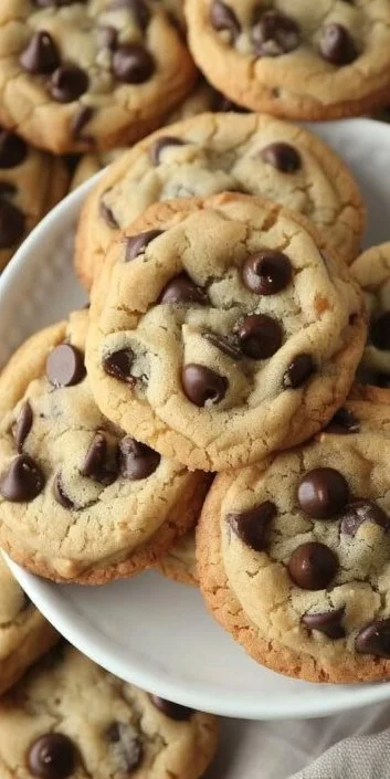 No Butter Chocolate Chip Cookies 3 Plate of no butter chocolate chip cookies fresh out of the oven.