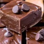 Delicious old-fashioned chocolate fudge pieces on a plate.